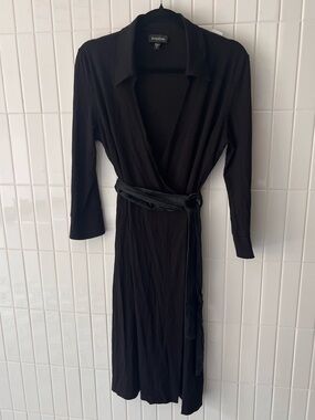 Y2K bebe Wrap Midi Dress | M | Black | Ring Belt | Vintage | Made in USA